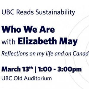 2018 UBC Reads Sustainability with Elizabeth May